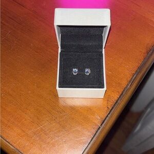 Genuine tanzanite Silver Stud Earrings